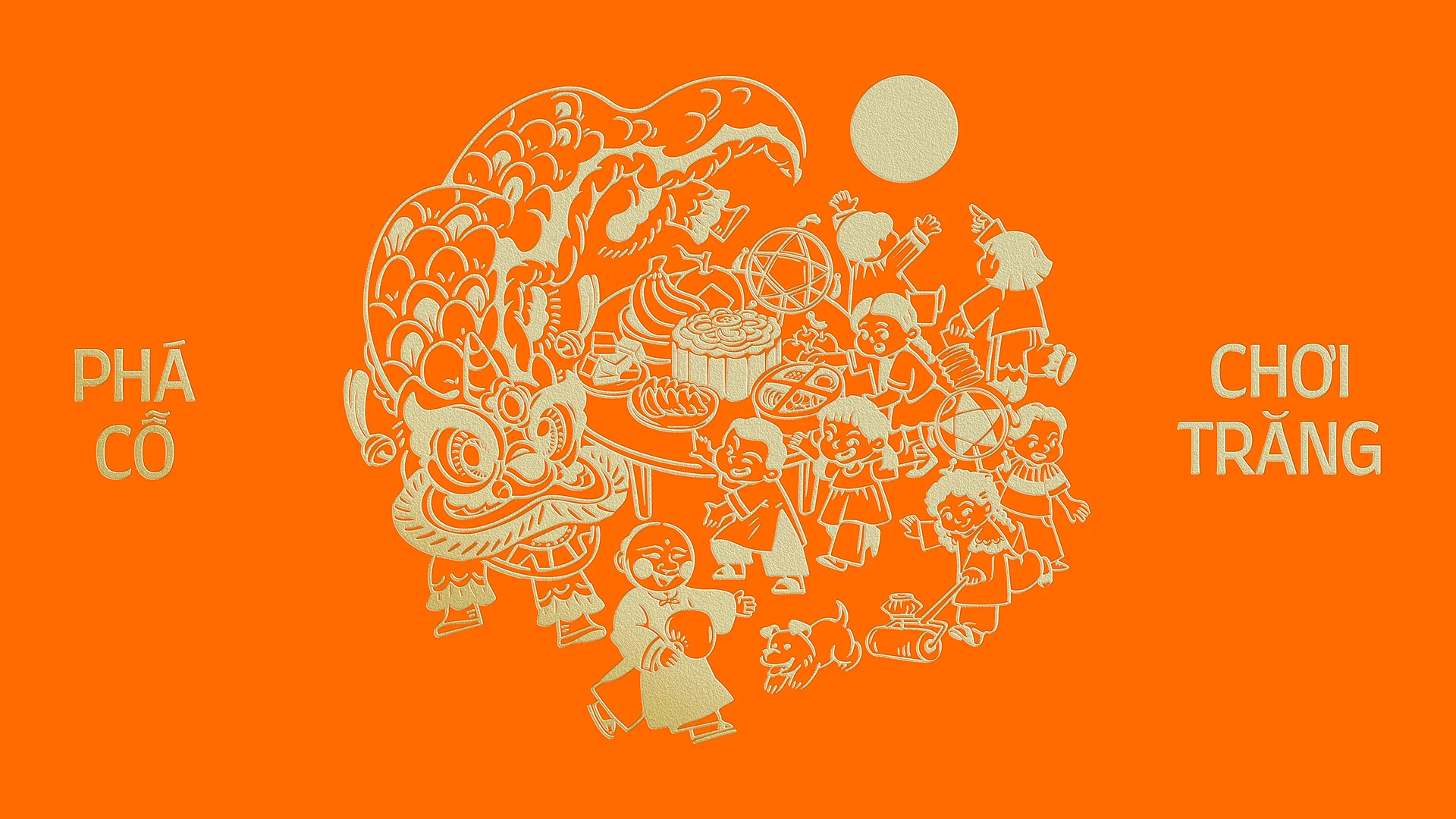 Ilustración de Quynhday con personajes festivos en una composición circular