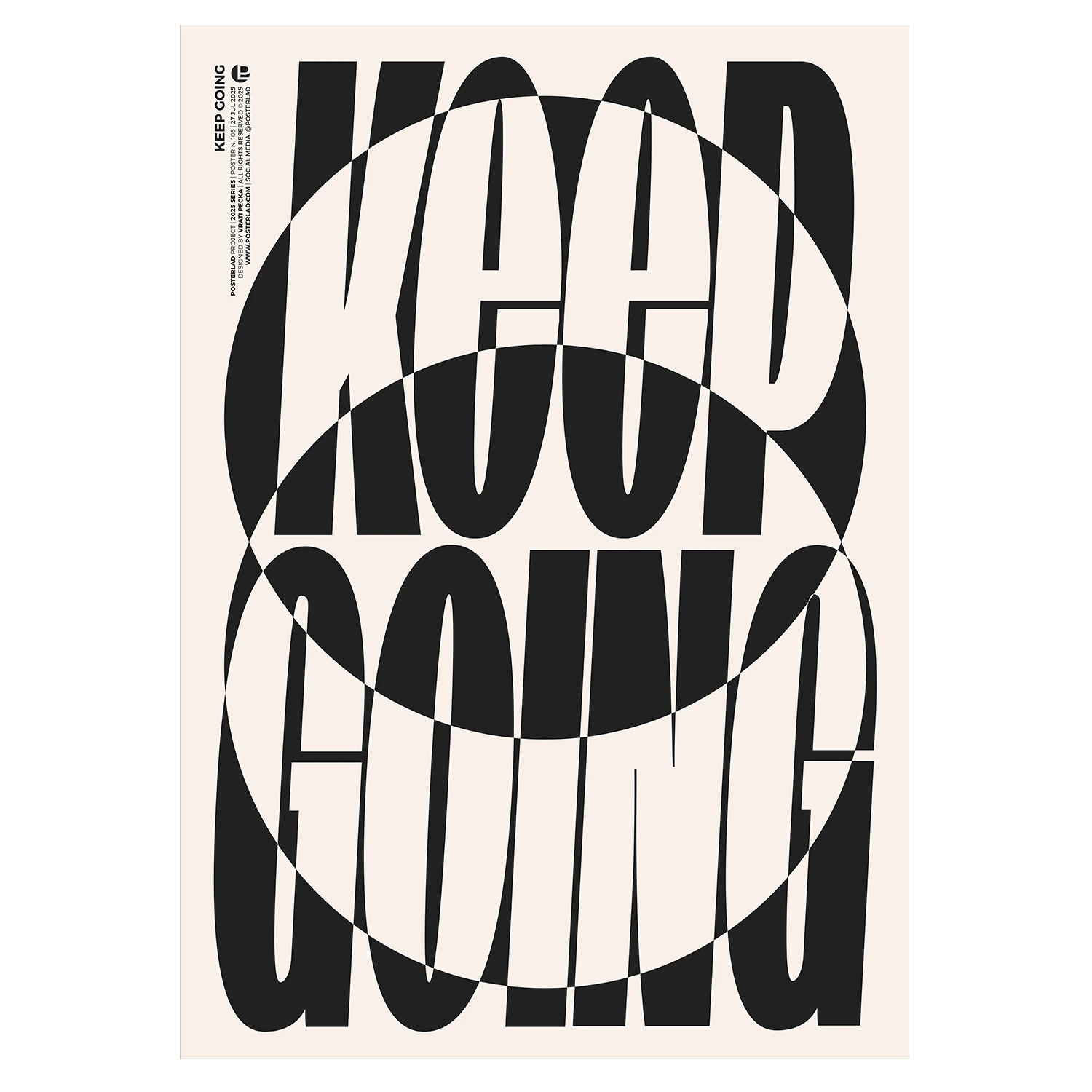 Cartel PosterLad con letras negras transformadas mediante curvas