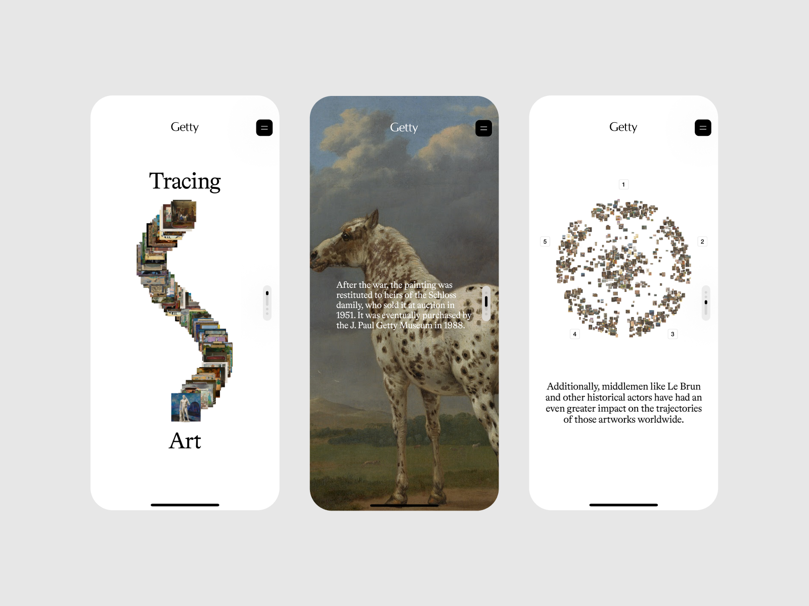 Tracing Art en móvil con una obra de arte y visualización de relaciones