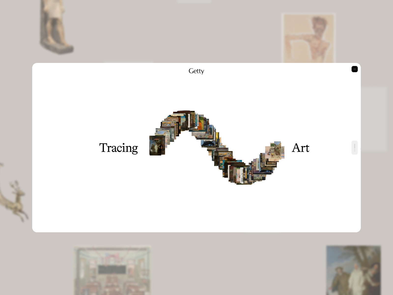 Tracing Art de Getty con una curva construida mediante imágenes de obras de arte