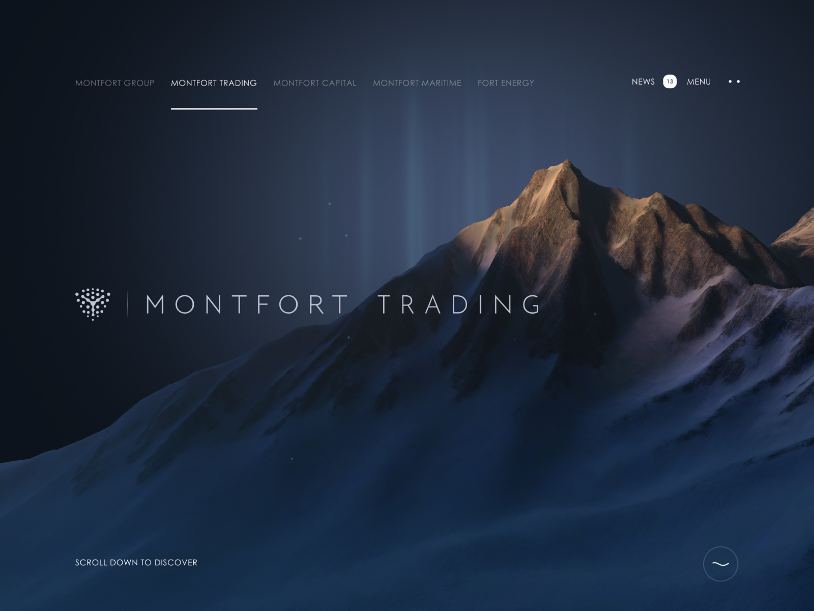 Escena de Montfort Trading con montaña y un ambiente más oscuro