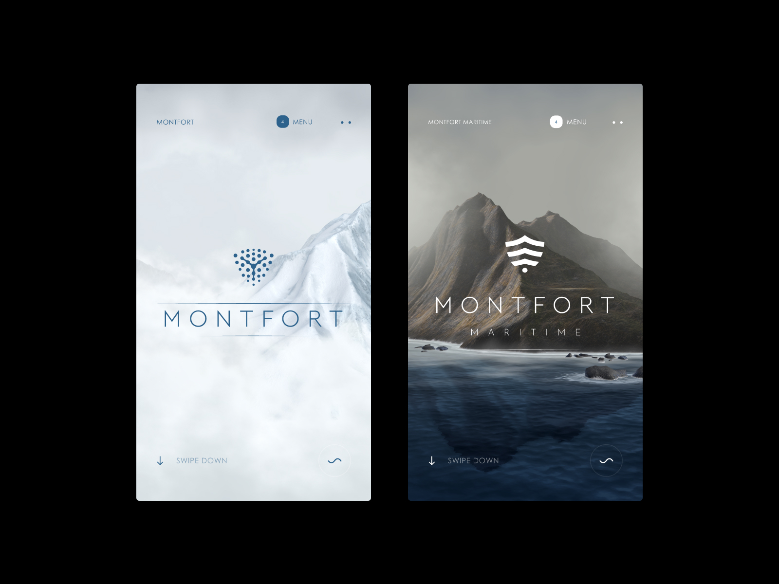 Presentaciones móviles de divisiones de Montfort con paisajes diferenciados