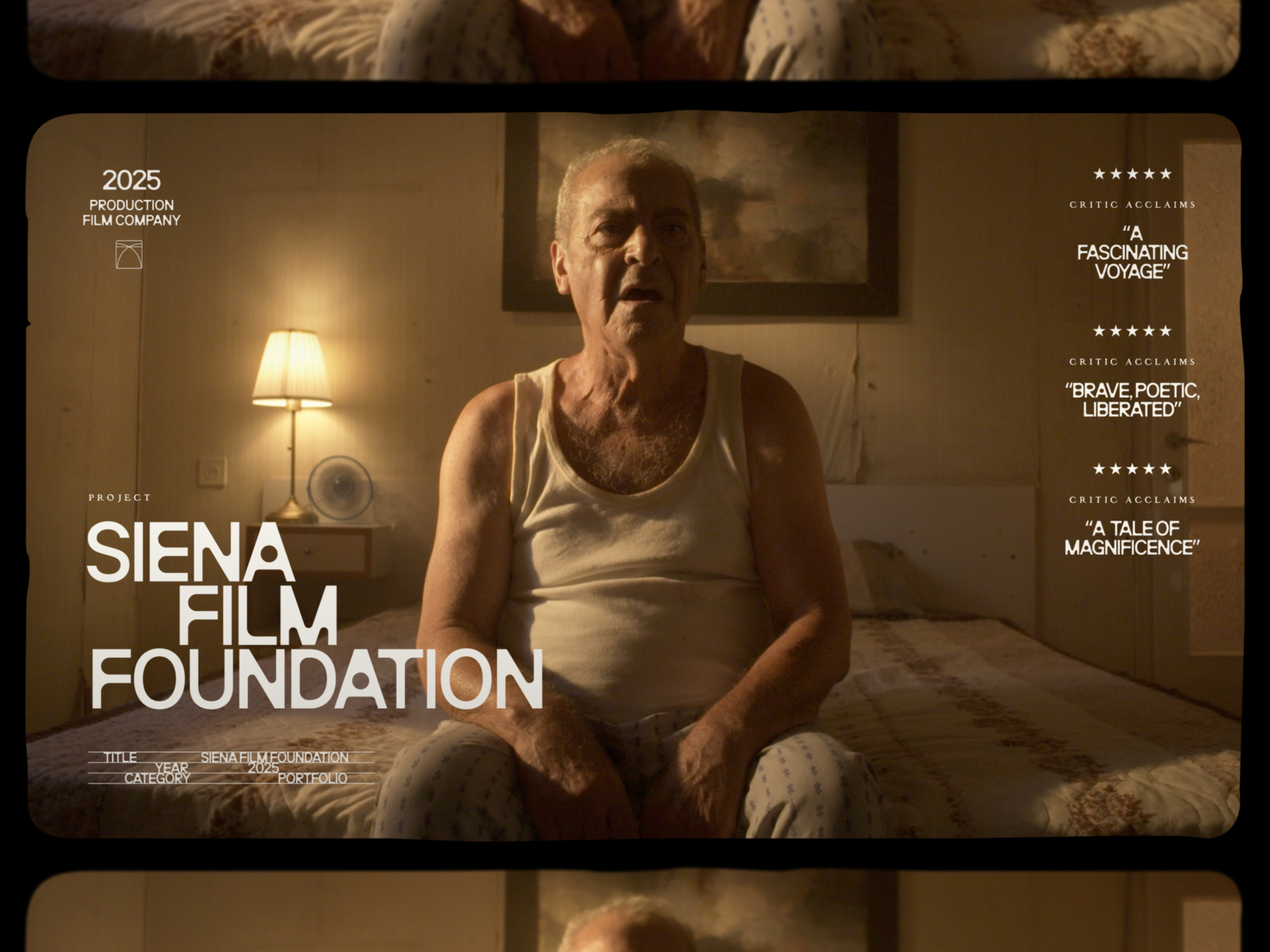 Siena Film Foundation con fotograma cinematográfico y composición en forma de tira de película