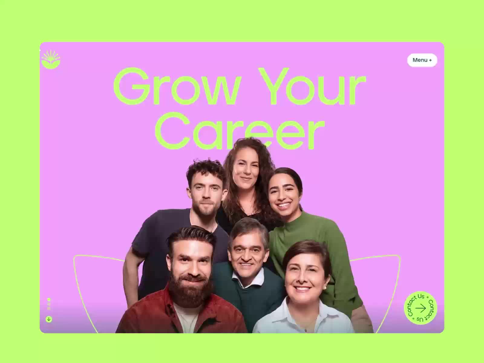 Equipo de Bright Biotech sobre fondo rosa con tipografía verde lima
