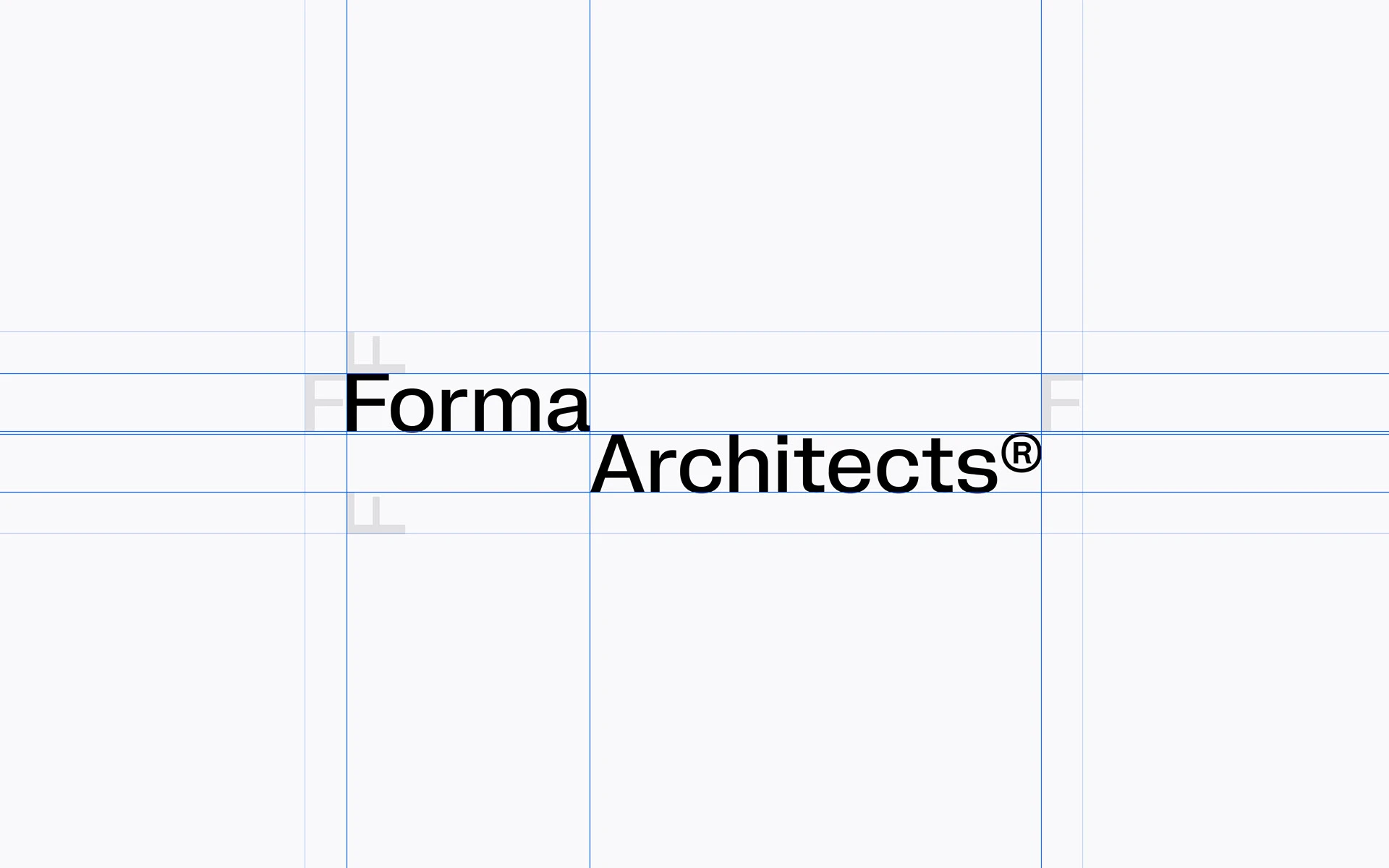 Retícula de la firma Forma Architects con dos palabras desplazadas