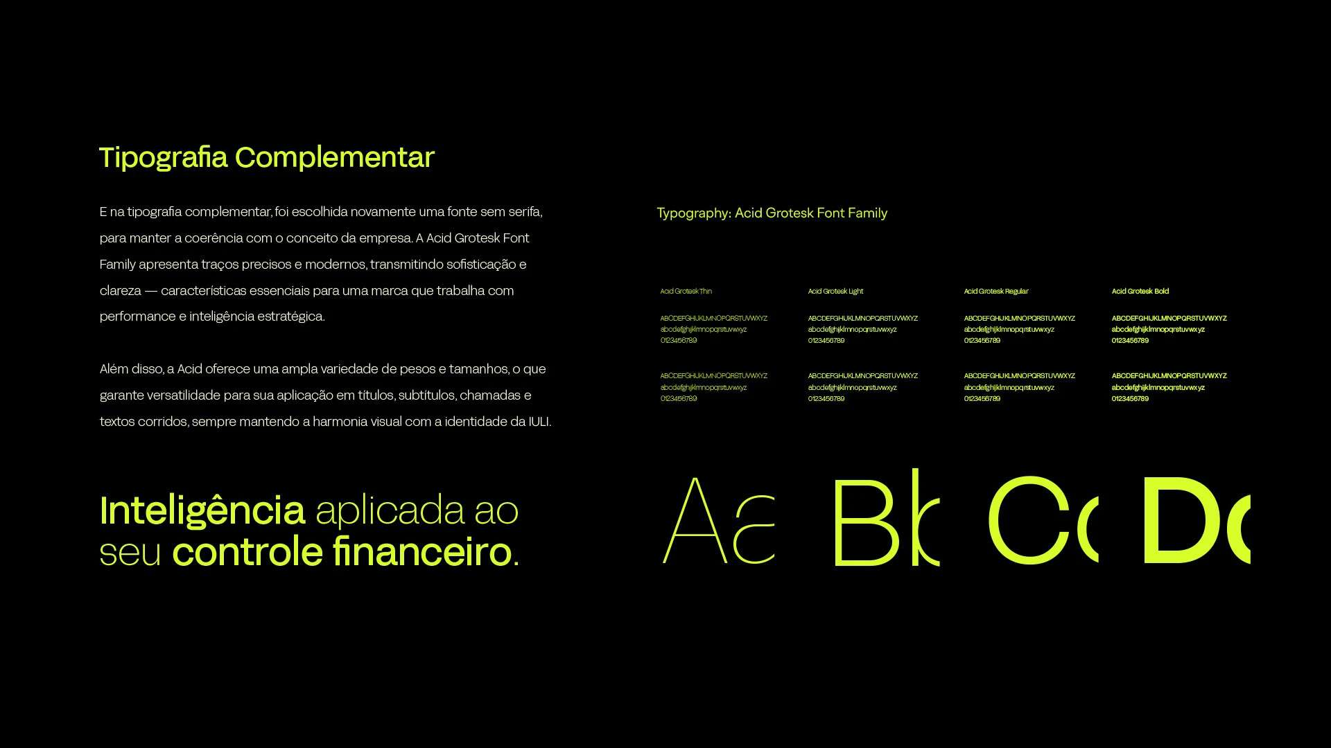 Tipografía complementaria Acid Grotesk de la identidad IULI